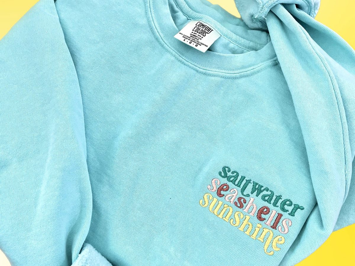 Embroidered Crewneck Sweatshirt: Saltwater