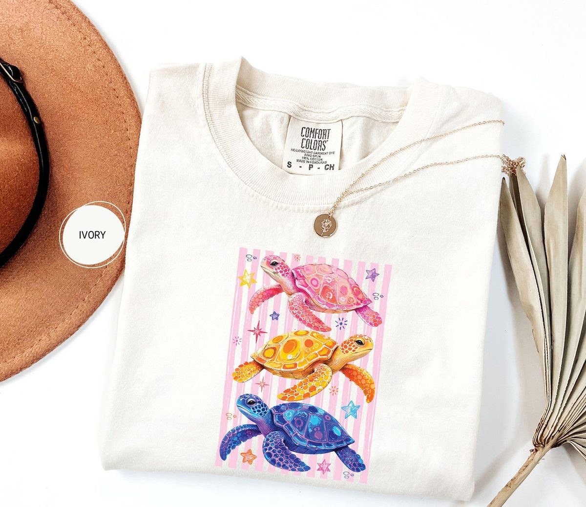 Comfort Colors Stripes Coastal Turtle Shirt