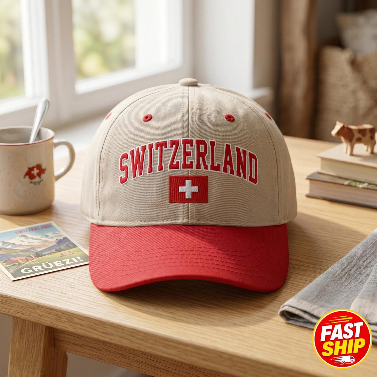 Embroidered Switzerland Flag Trucker Hat