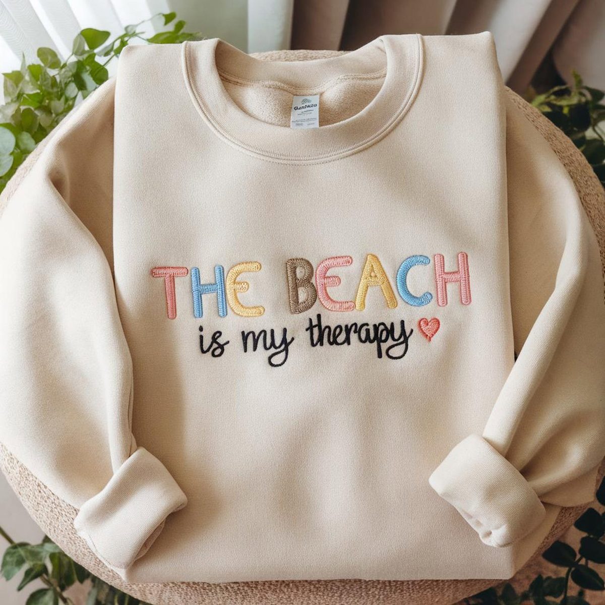 The Beach Is My Therapy Embroidered Sweatshirt