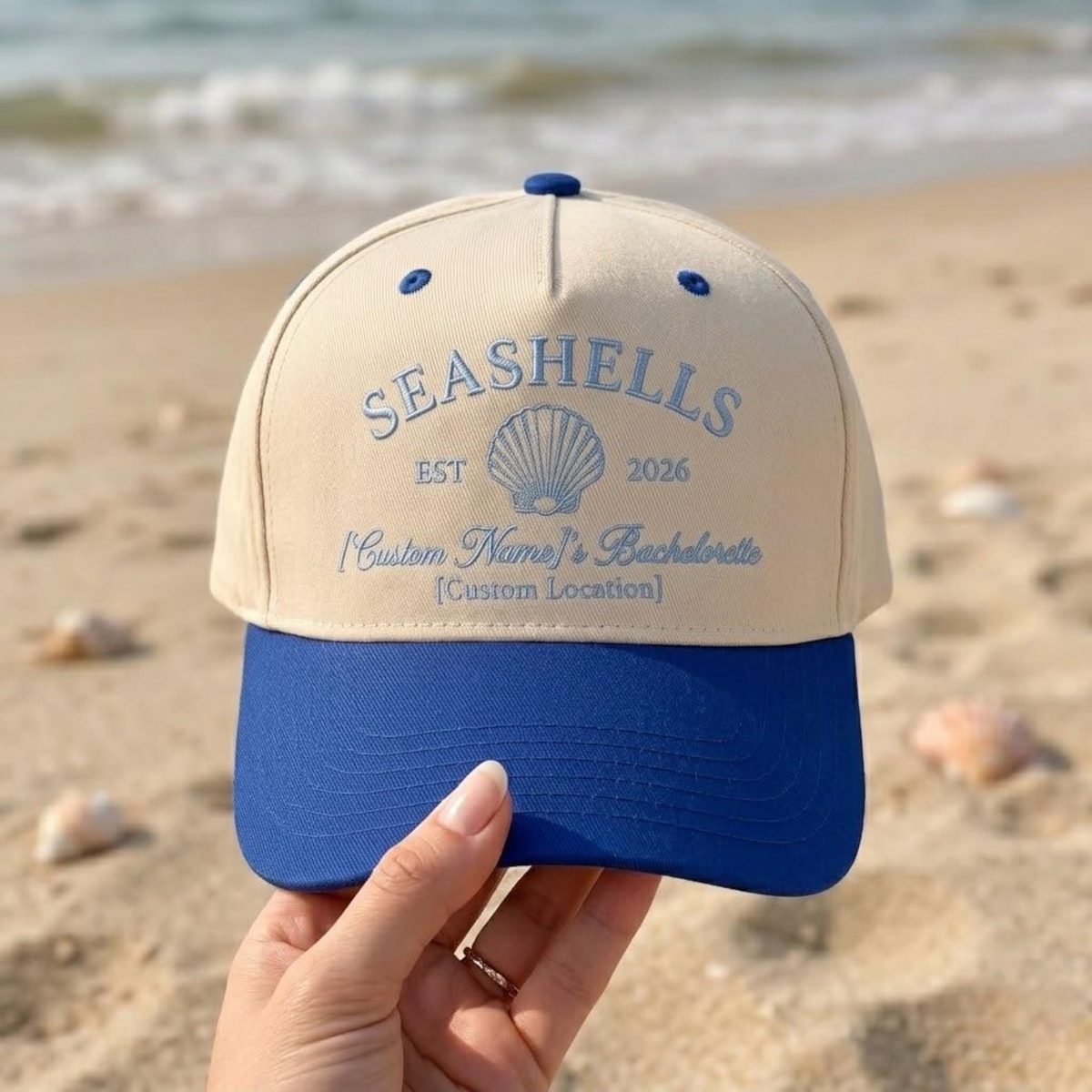 Custom Embroidered Seashell Bachelorette Cap