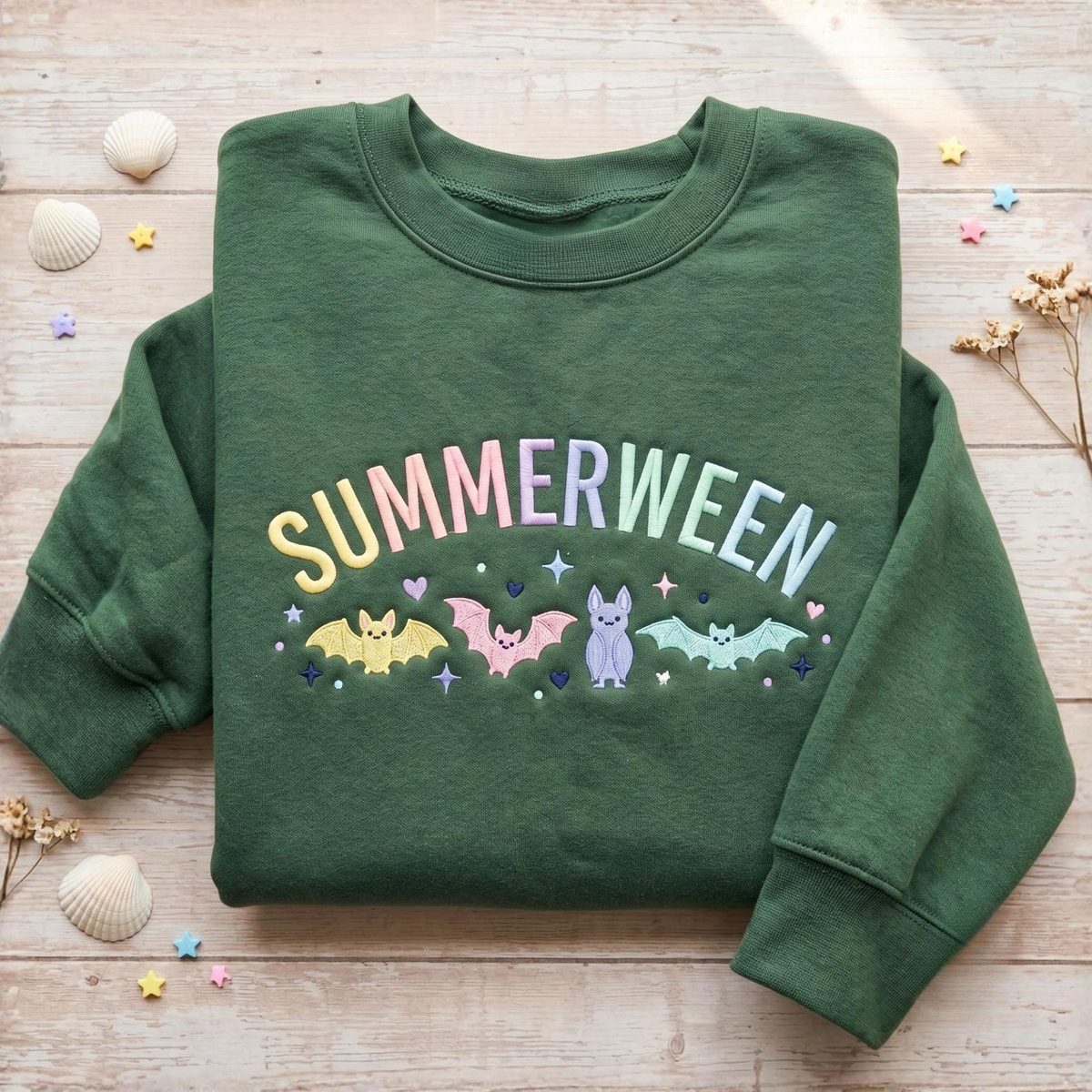 Embroidered Summerween Bats Sweatshirt