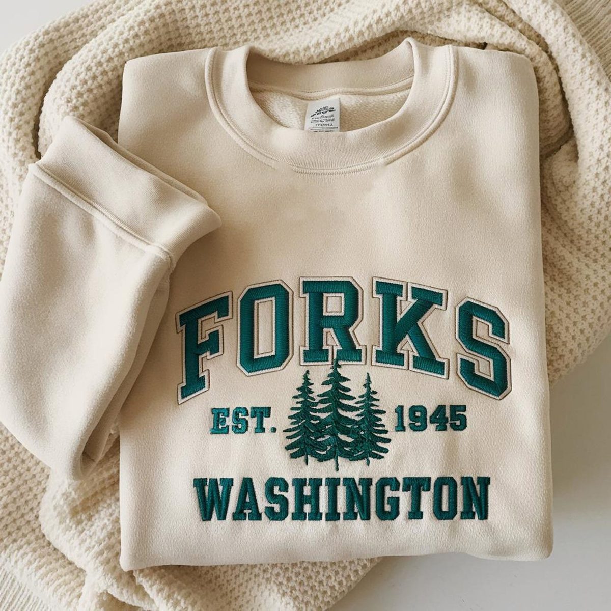 Embroidered Forks Washington Embroidered Sweatshirt