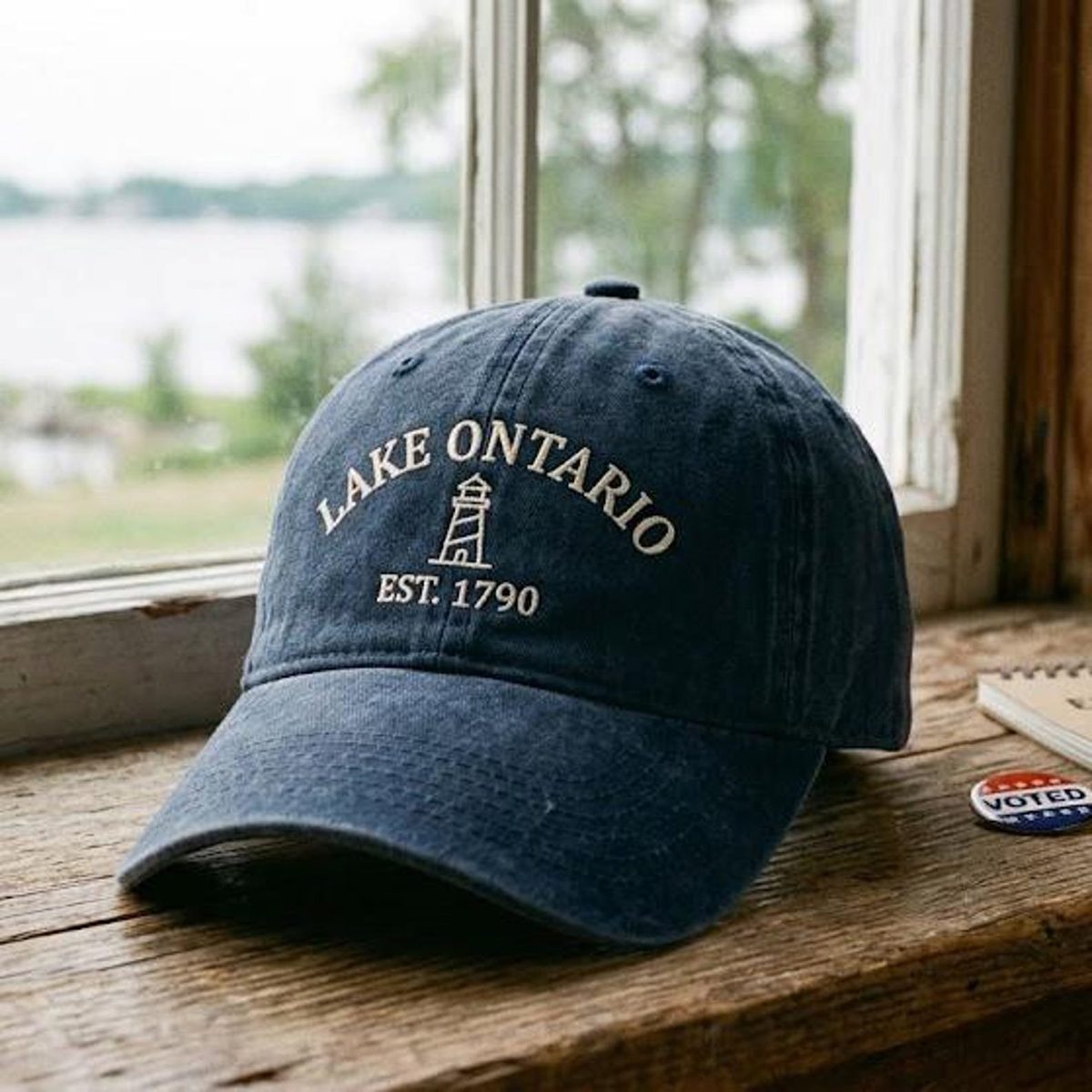Lake Ontario Lighthouse Embroidered Washed Hat