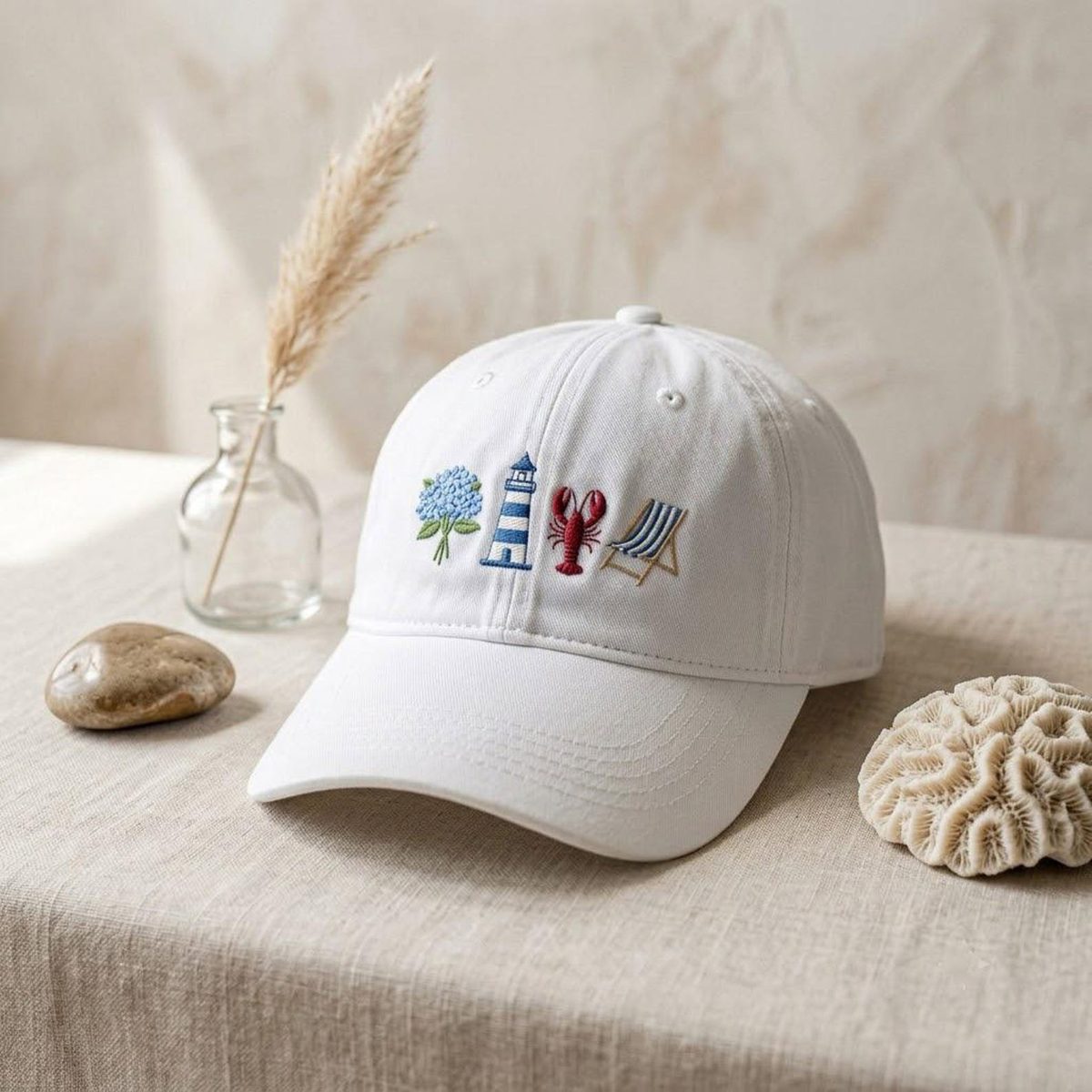 Nautical Embroidered Washed Hat
