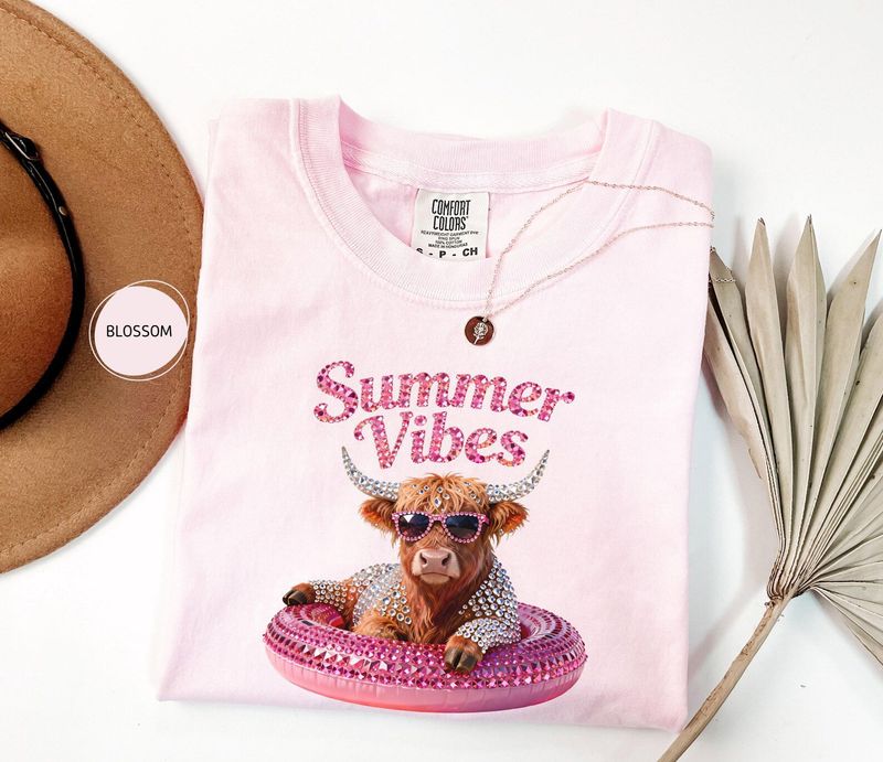 Comfort Colors Highland Cow Summer Vibes Tee – image 3