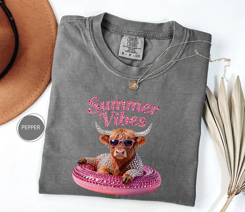 Comfort Colors Highland Cow Summer Vibes Tee – image 5