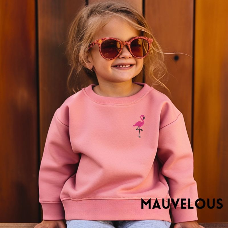 Kids Embroidered Flamingo Sweatshirt: Trendy Beach Pullover – image 2