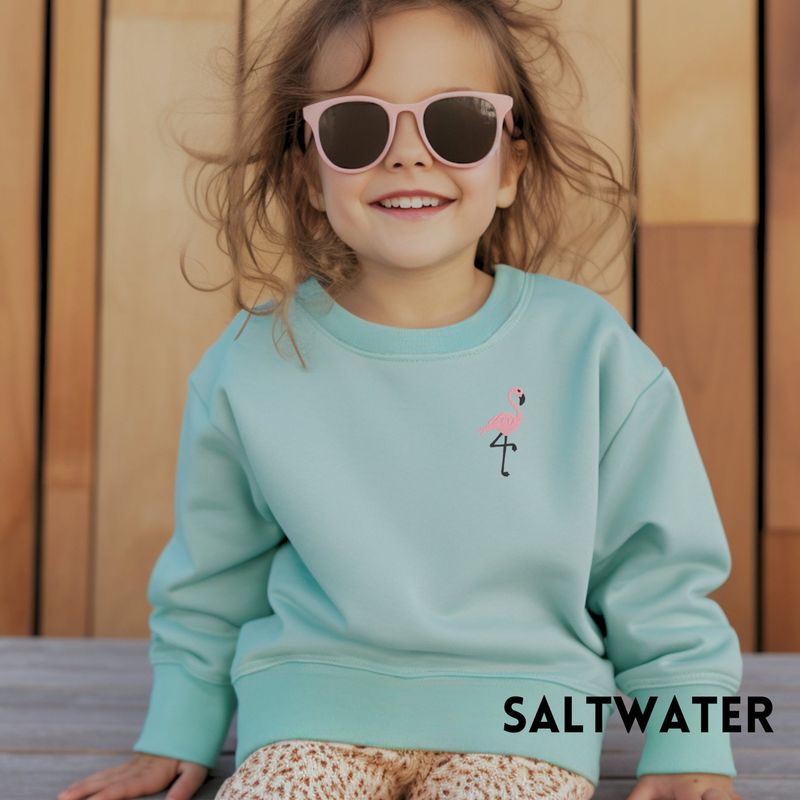 Kids Embroidered Flamingo Sweatshirt: Trendy Beach Pullover – image 5