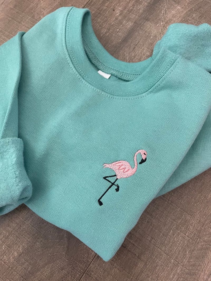 Kids Embroidered Flamingo Sweatshirt: Trendy Beach Pullover – image 7