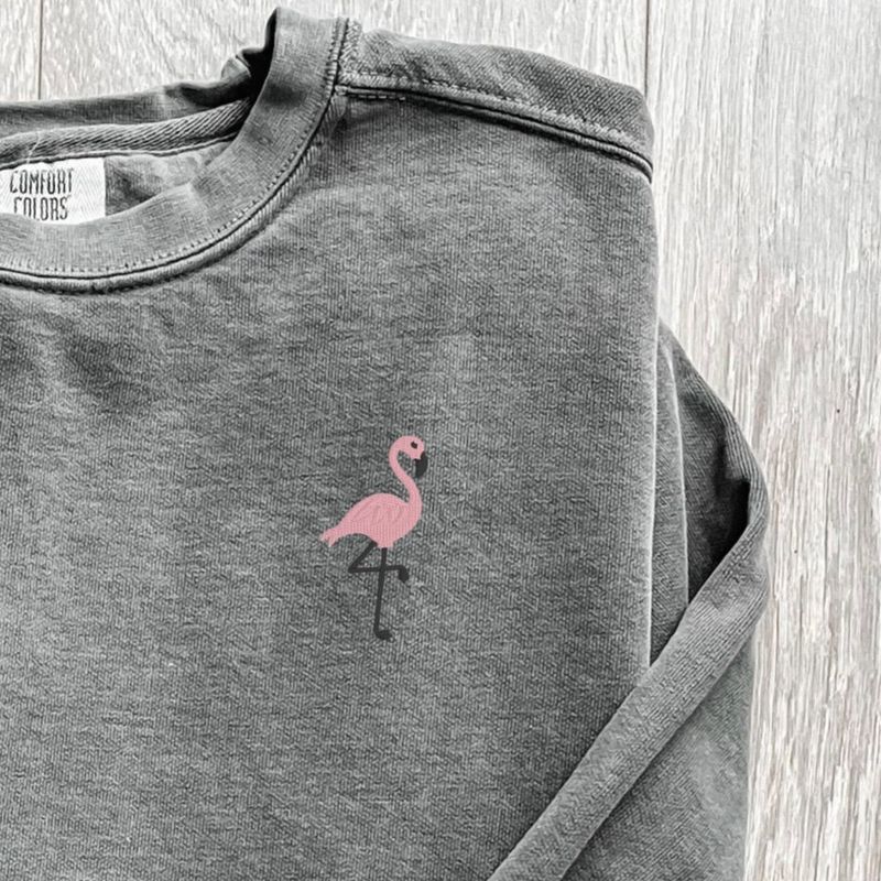 Embroidered flamingo crewneck sweatshirt – image 3