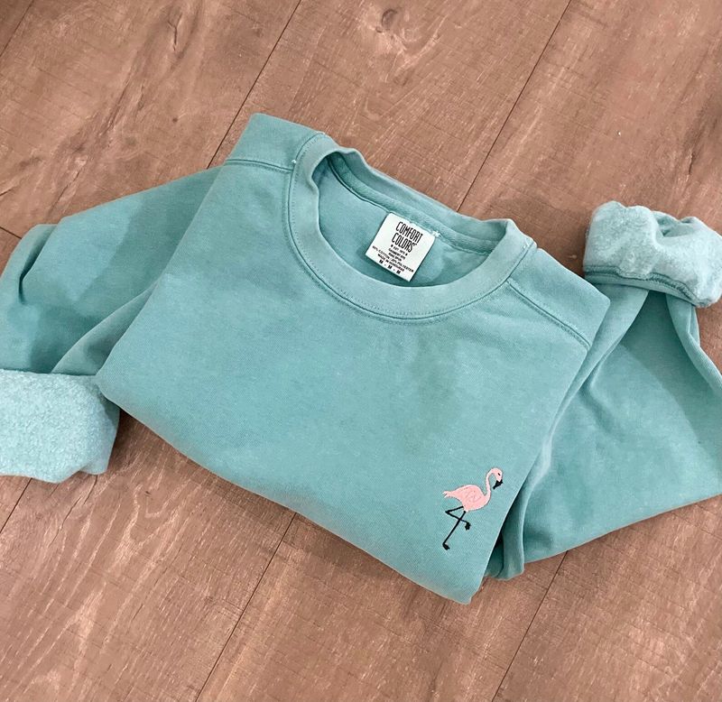 Embroidered flamingo crewneck sweatshirt – image 4