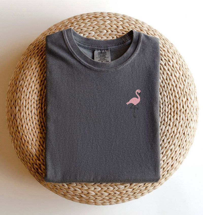 Embroidered Flamingo T-shirt: Tropical Beach Top – image 3