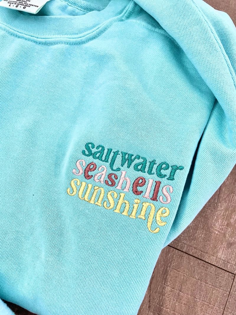 Embroidered Crewneck Sweatshirt: Saltwater – image 3