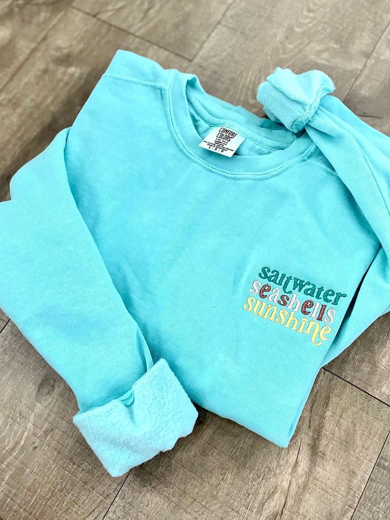 Embroidered Crewneck Sweatshirt: Saltwater – image 4