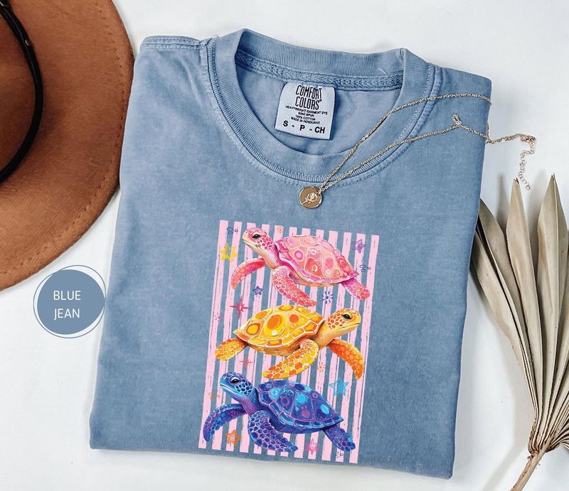 Comfort Colors Stripes Coastal Turtle Shirt – image 3