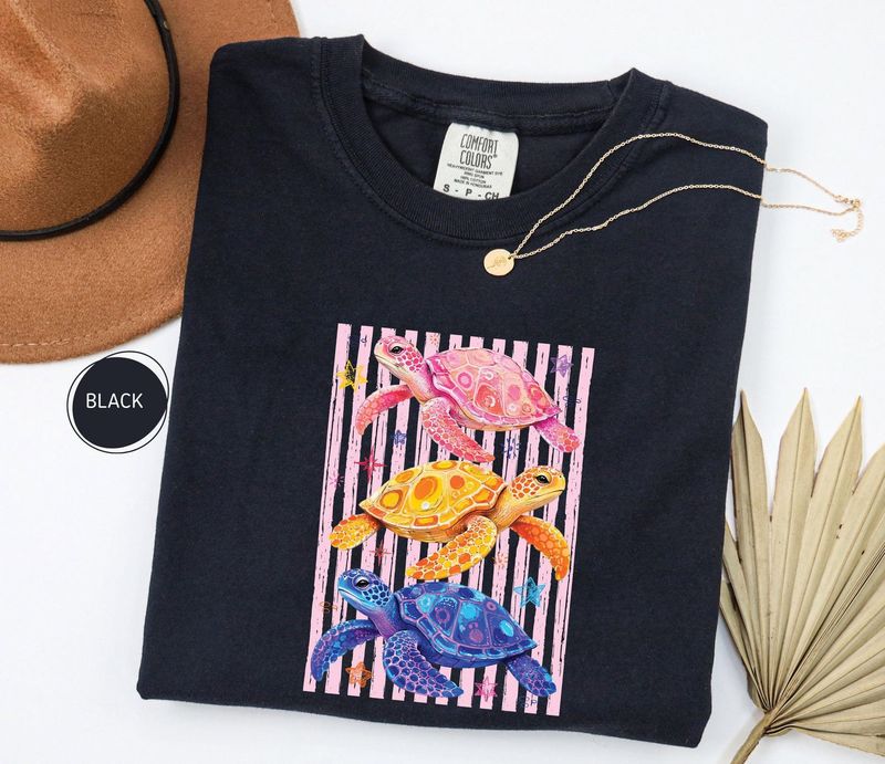 Comfort Colors Stripes Coastal Turtle Shirt – image 9