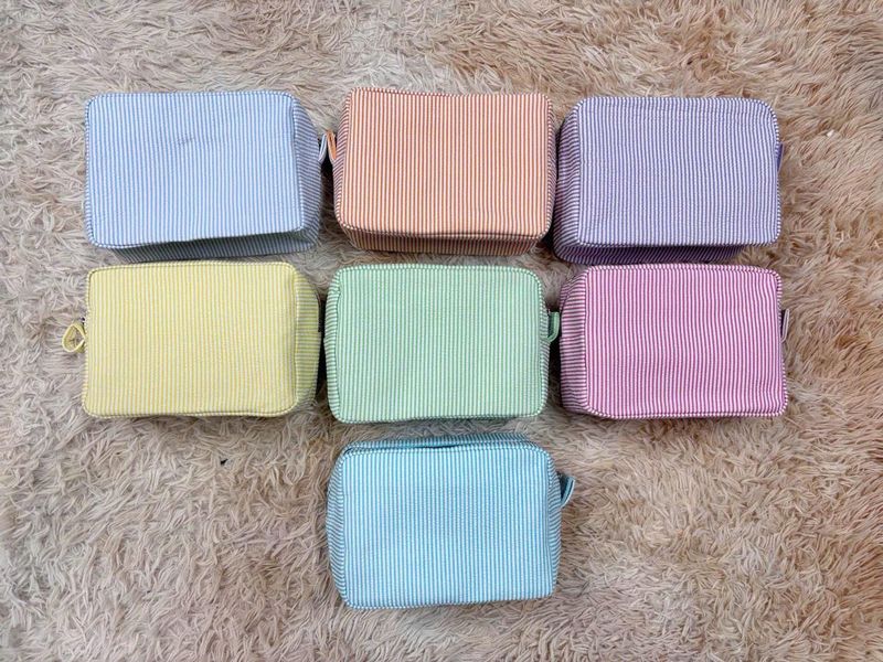 Personalized Seersucker Cosmetic Bag – image 8
