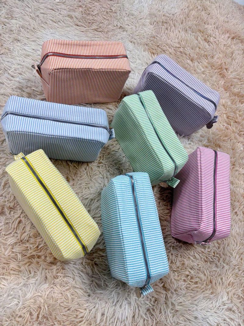 Personalized Seersucker Cosmetic Bag – image 9