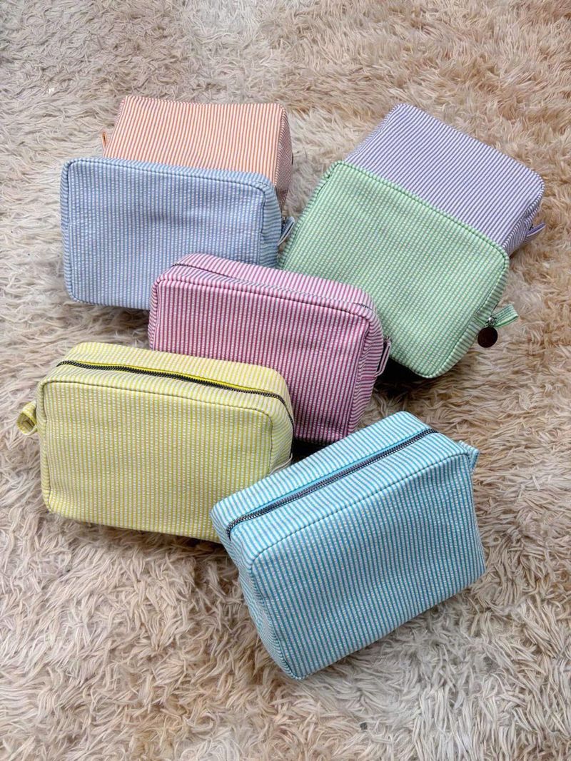 Personalized Seersucker Cosmetic Bag – image 10