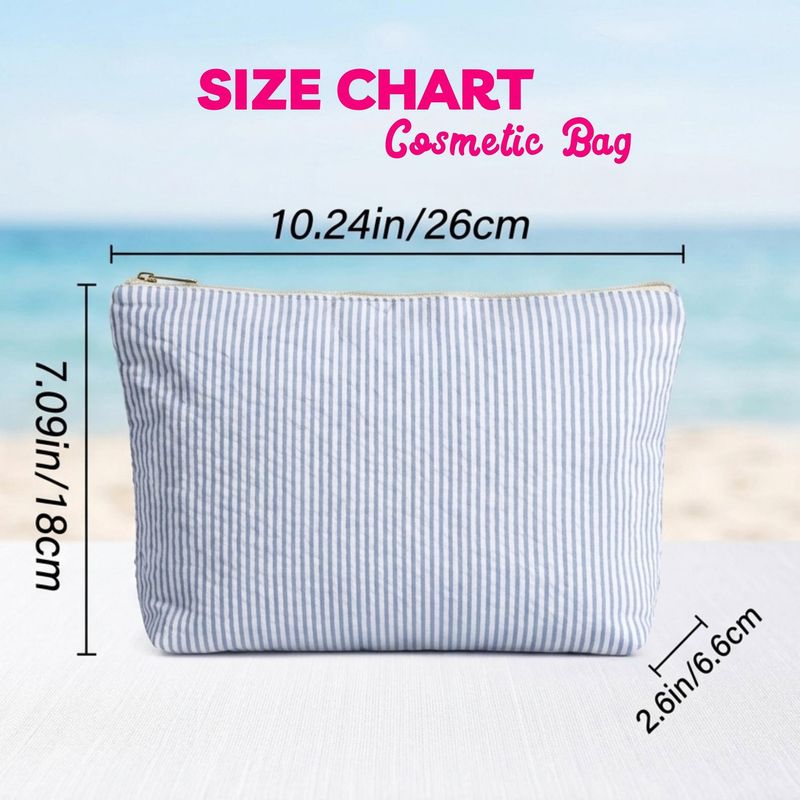 Custom Embroidered Seersucker Cosmetic Bag – image 7