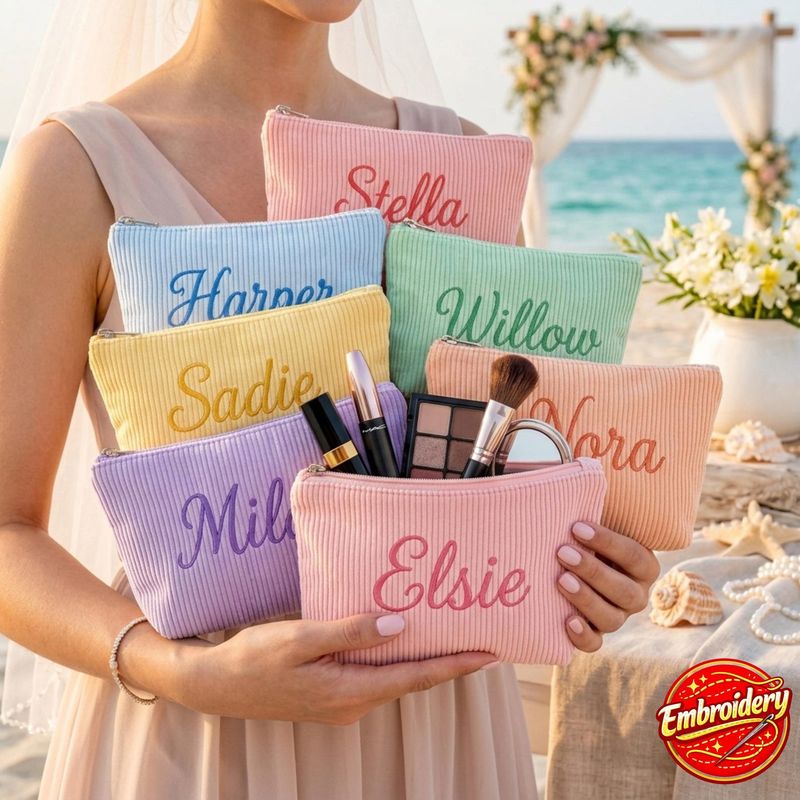 Personalized Seersucker Cosmetic Bag – image 6