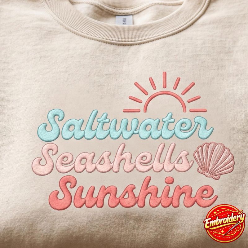 Embroidered Saltwater Seashells Sunshine Sweatshirt – image 3