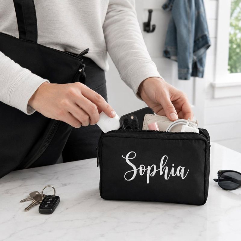 Custom Embroidered Name Travel Cosmetic Pouch - Personalized Beauty Makeup Bag - Work School Bags - Women Birthday Gift for Her – image 6