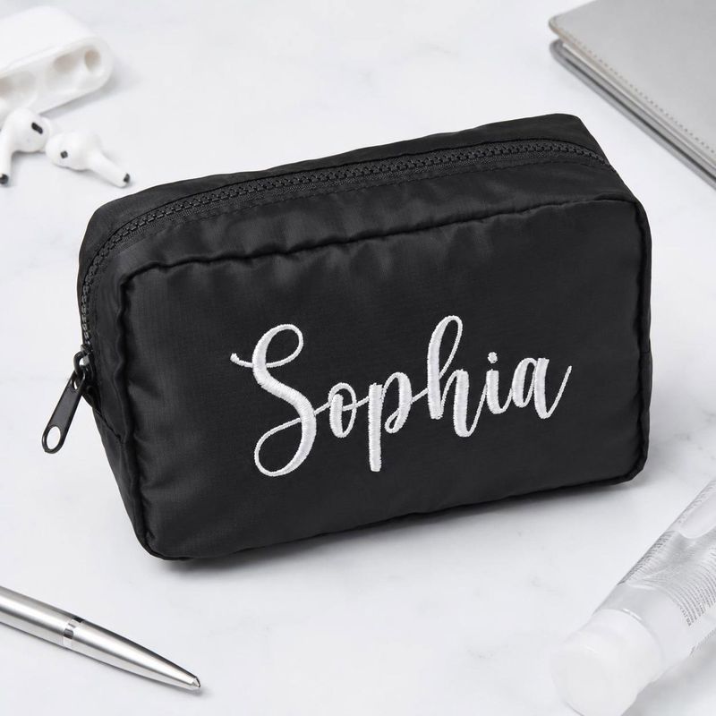 Custom Embroidered Name Travel Cosmetic Pouch - Personalized Beauty Makeup Bag - Work School Bags - Women Birthday Gift for Her – image 9
