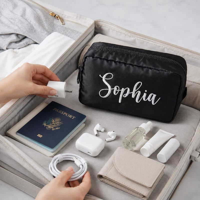 Custom Embroidered Name Travel Cosmetic Pouch - Personalized Beauty Makeup Bag - Work School Bags - Women Birthday Gift for Her – image 7