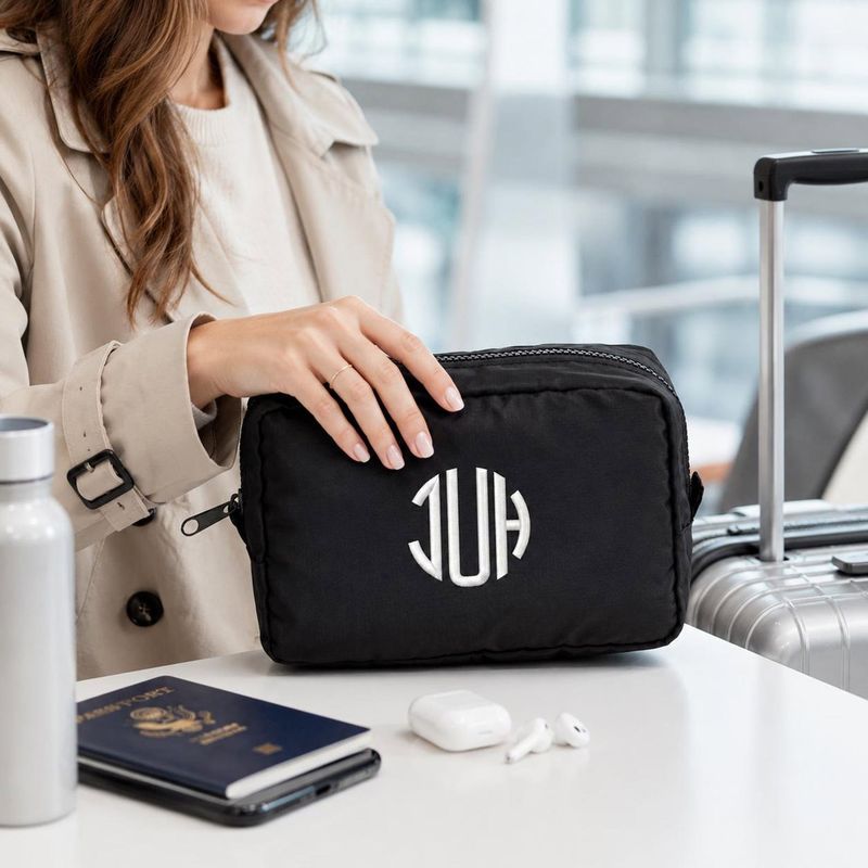 Personalized Monogrammed Makeup Bag Vacation Travel Pouch For Girls - Custom Name Toiletry Bag - Beauty Cosmetic Bags - Girl Trip Gift Ideas – image 4