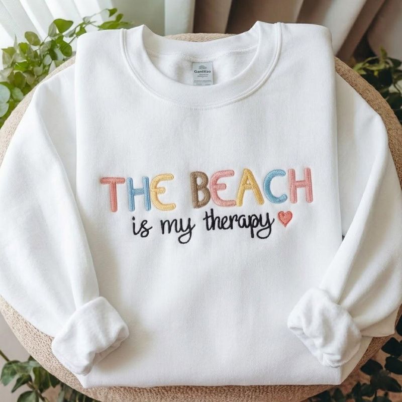 The Beach Is My Therapy Embroidered Sweatshirt – image 3