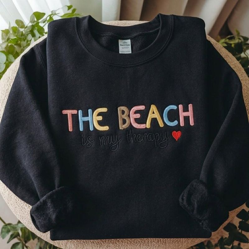 The Beach Is My Therapy Embroidered Sweatshirt – image 4