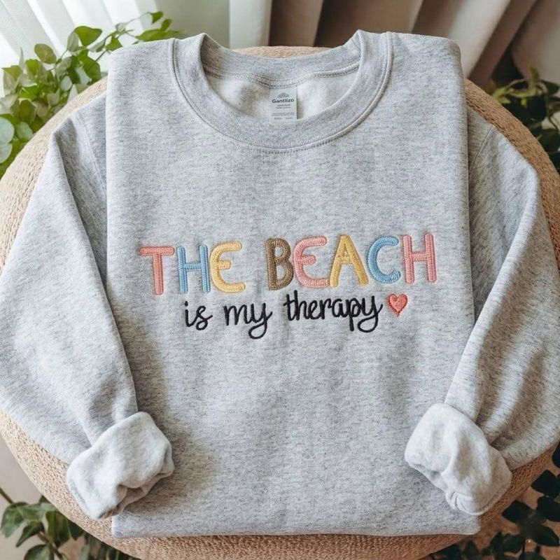 The Beach Is My Therapy Embroidered Sweatshirt – image 6