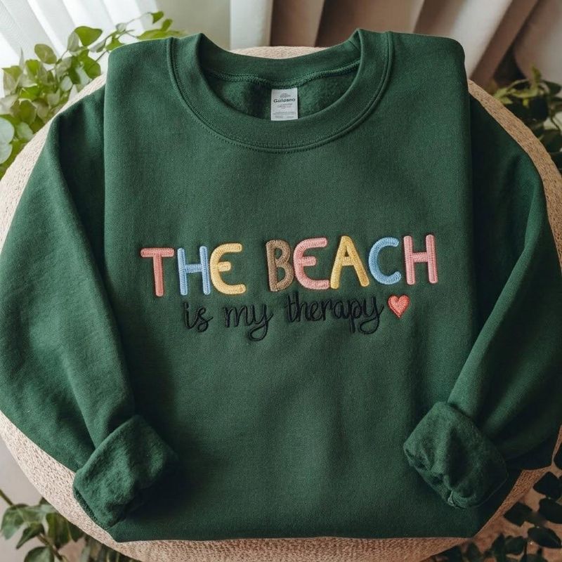 The Beach Is My Therapy Embroidered Sweatshirt – image 5