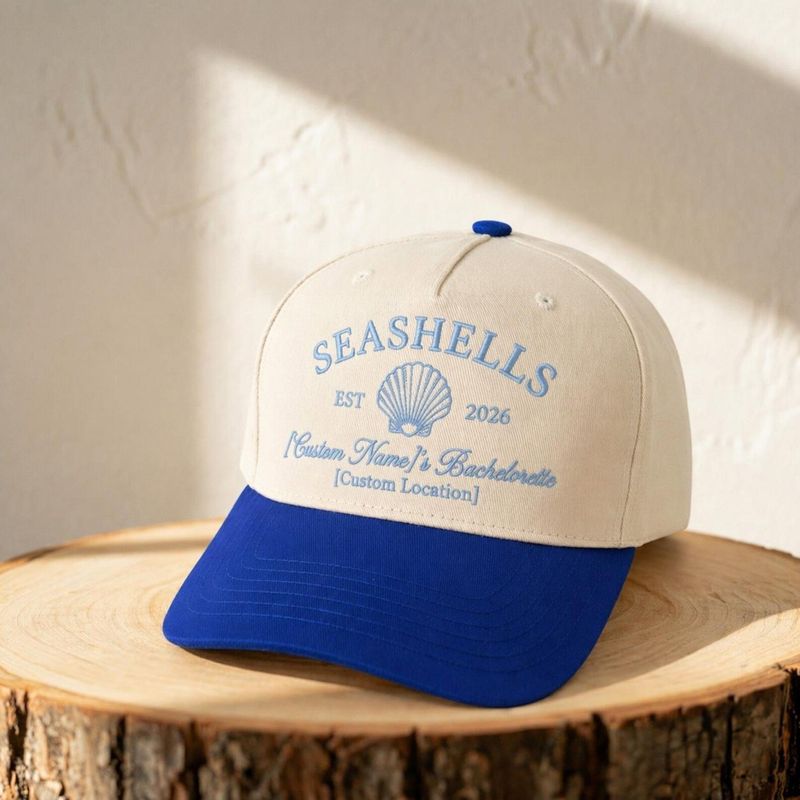 Custom Embroidered Seashell Bachelorette Cap – image 3