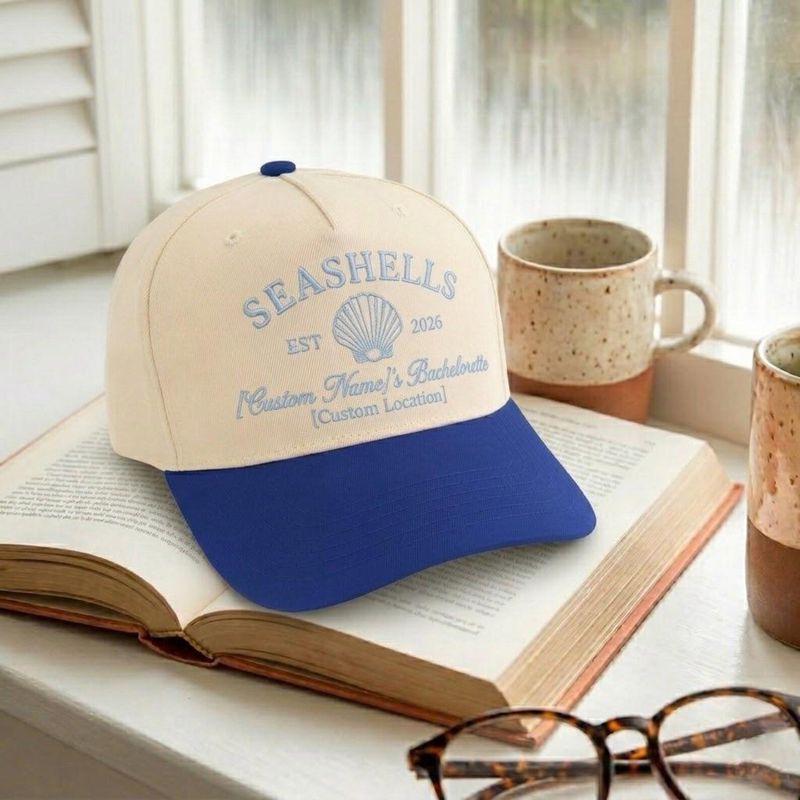 Custom Embroidered Seashell Bachelorette Cap – image 2