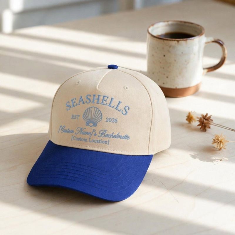 Custom Embroidered Seashell Bachelorette Cap – image 4