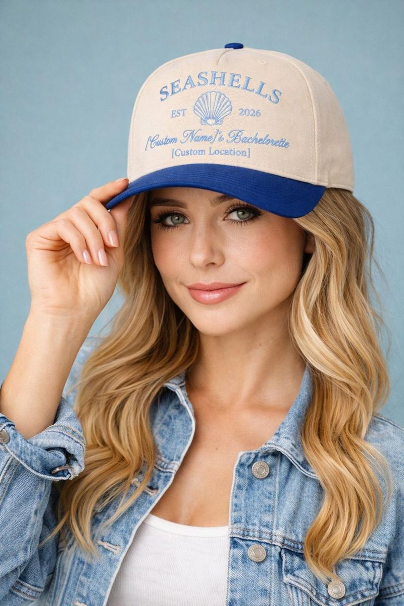 Custom Embroidered Seashell Bachelorette Cap – image 6