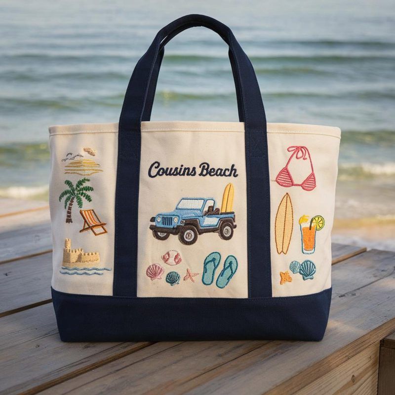 Embroidered beach totes