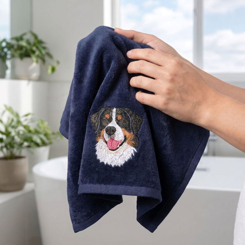 Custom Hand Towels With Embroidered Pet Portrait - Personalized Beach Towels For Dog Mom Dog Dad - Couple Towel Gifts - Pet Lover Gift – image 4