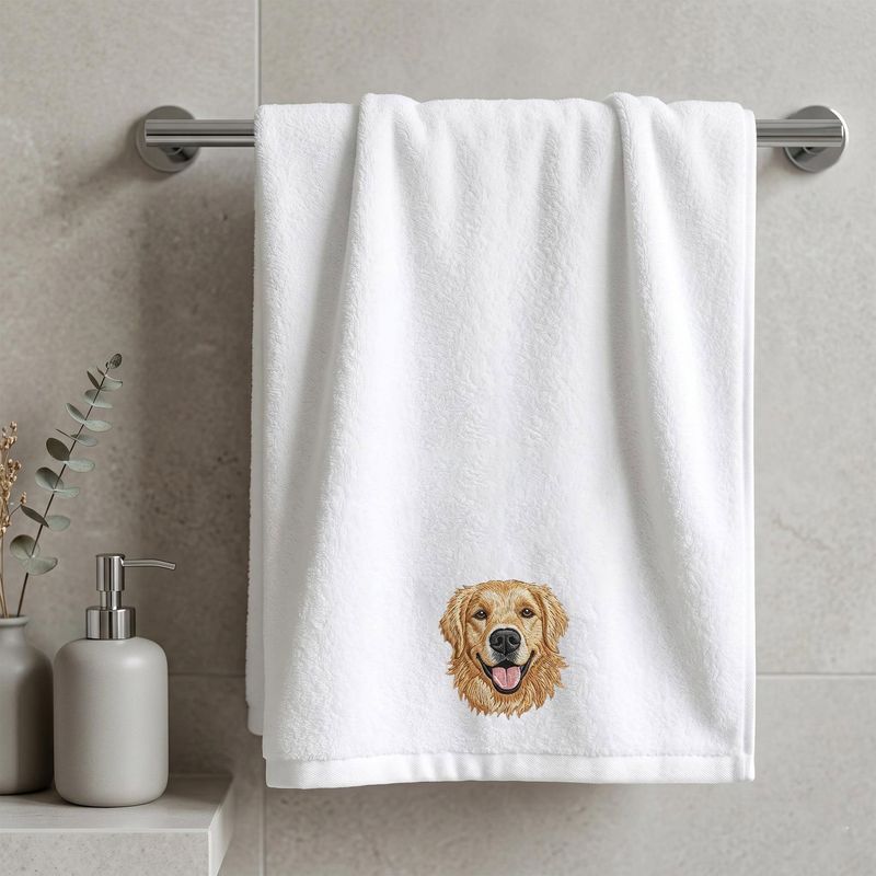 Custom Hand Towels With Embroidered Pet Portrait - Personalized Beach Towels For Dog Mom Dog Dad - Couple Towel Gifts - Pet Lover Gift – image 8
