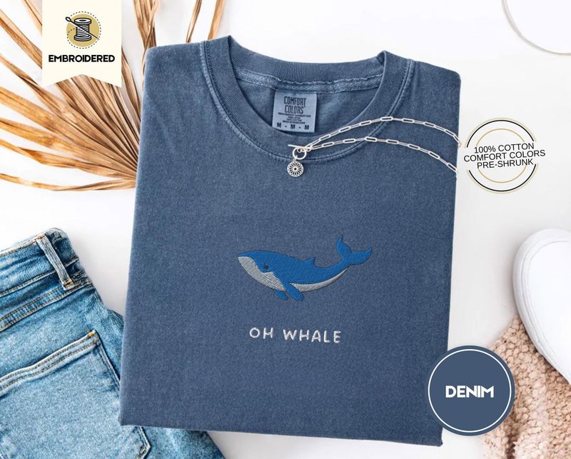 Oh Whale Embroidered Tee – Cute Funny Comfort Colors® Summer Shirt for Beach Days & Ocean Lovers – image 5
