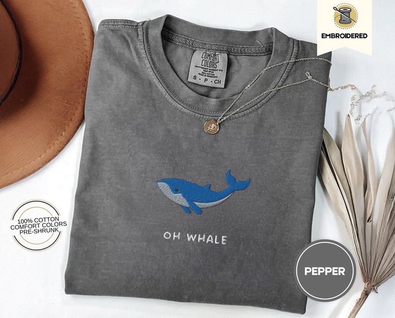 Oh Whale Embroidered Tee – Cute Funny Comfort Colors® Summer Shirt for Beach Days & Ocean Lovers – image 6