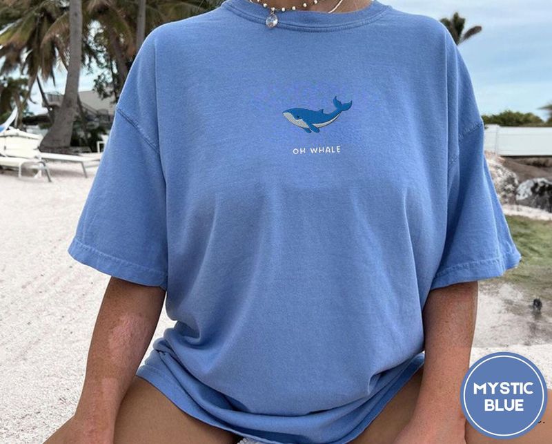 Oh Whale Embroidered Tee – Cute Funny Comfort Colors® Summer Shirt for Beach Days & Ocean Lovers – image 9