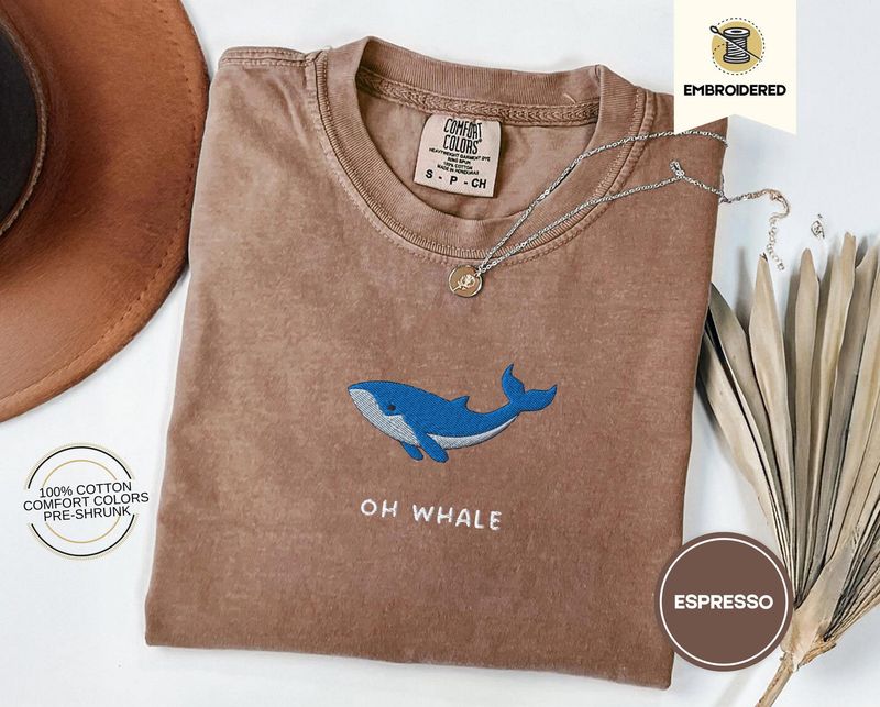 Oh Whale Embroidered Tee – Cute Funny Comfort Colors® Summer Shirt for Beach Days & Ocean Lovers – image 8
