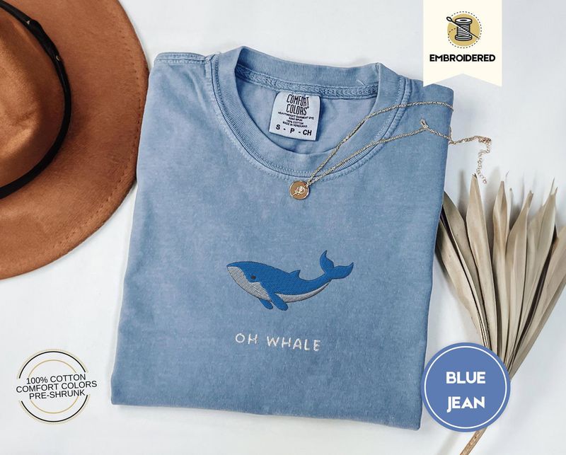 Oh Whale Embroidered Tee – Cute Funny Comfort Colors® Summer Shirt for Beach Days & Ocean Lovers – image 11