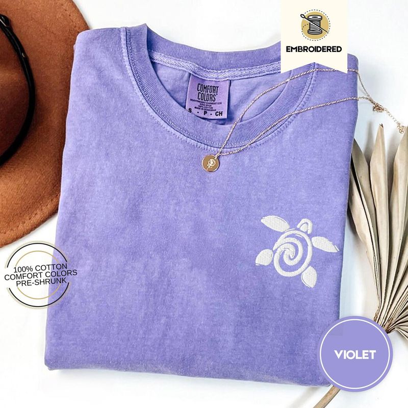 Turtle Embroidered Comfort Colors Beach Tee – image 4