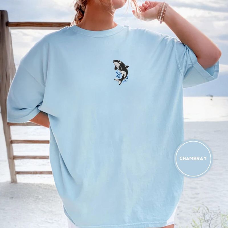 Orca Splash Embroidered Comfort Colors® Tee – Cute Whale Shirt for Summer – image 10