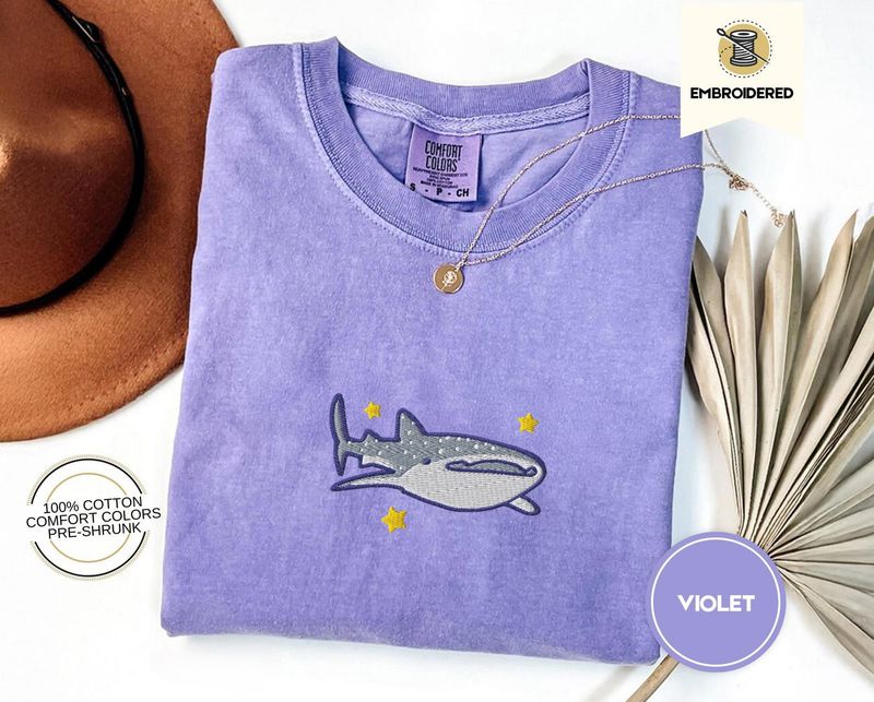 Whale Shark Embroidered Comfort Colors Tee – image 4